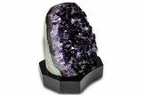 Deep Purple Amethyst Geode With Wood Base - Uruguay #342813-2